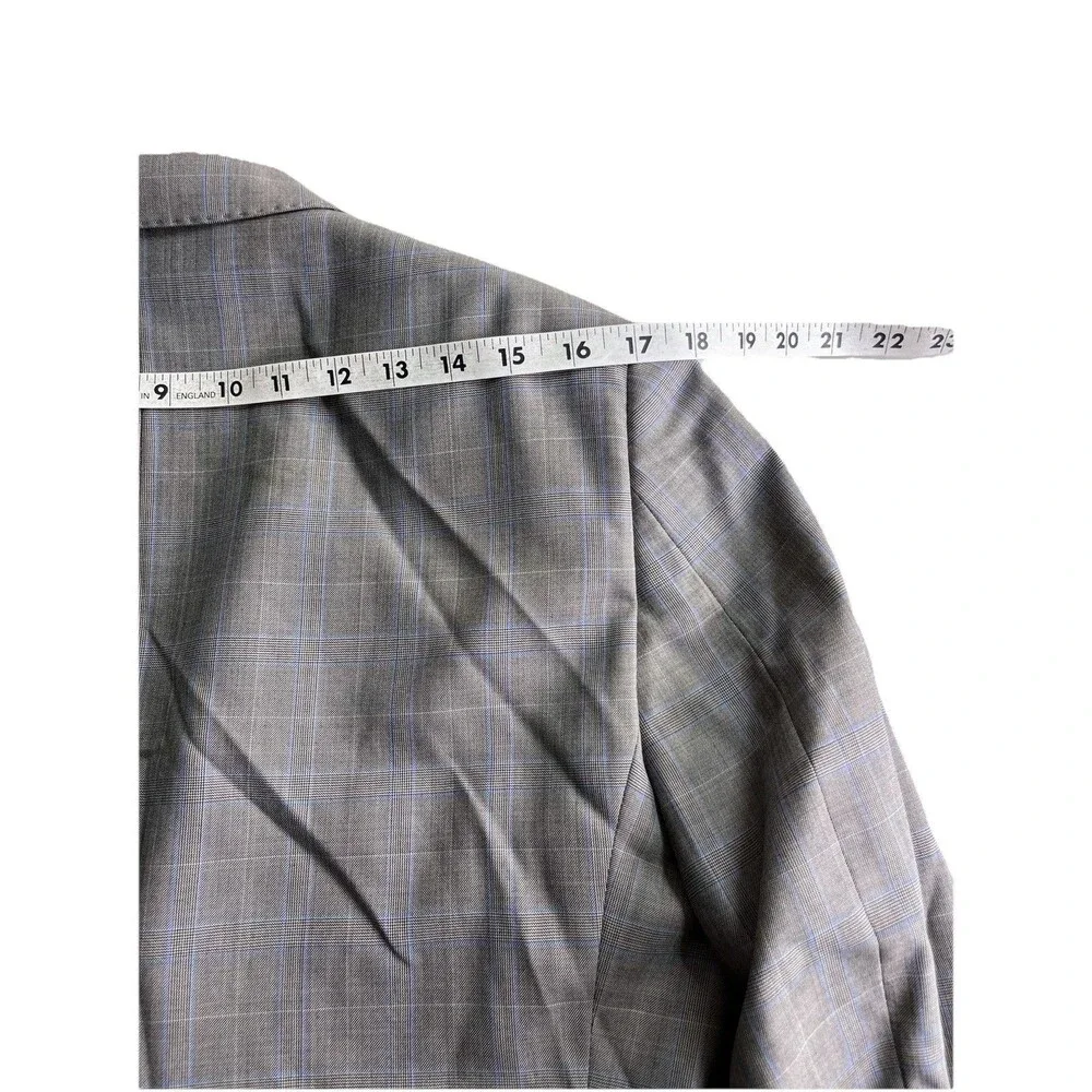 J Hilburn Vitale Barberis Men 36R Blazer European Fit Gray Wool Glen Plaid